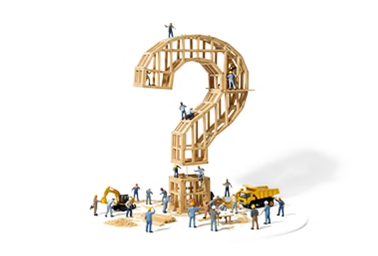 Point d'interrogation construit par des ouvriers - FAQ Opéra Travaux